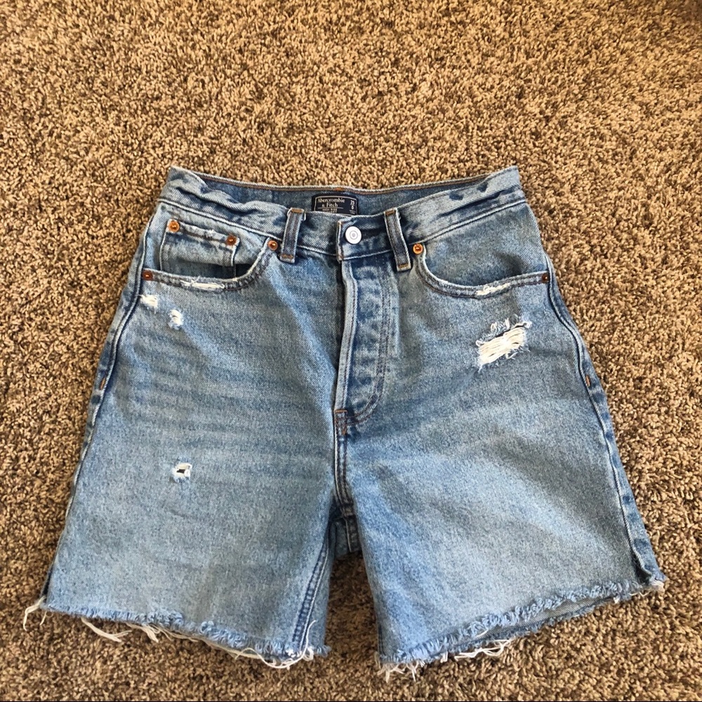 abercrombie high rise long length shorts